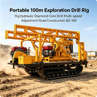 Foreuse d'exploration sur chenilles de 100 m, machine de carottage diamanté hydraulique avec treuil de 1,8 T et pompe à boue pour l'exploitation minière et géologique YJC