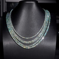 Collana Tennis Iced Out con Moissanite Arcobaleno in Argento 925 D VVS1, Catena Hip Hop che Supera il Test del Diamante, Gioielli Certificati GRA per Uomo
