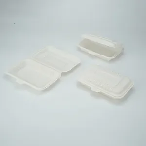 600Ml Afhaalmaaltijden Rechthoek Melkachtige Witte Lunchboxen Biologisch Afbreekbaar Milieuvriendelijk Maïszetmeel Stijlvolle Bento-Doos