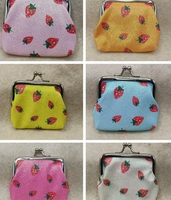 Nouveau 3 pouces paillettes fraise imprimé cuir porte-monnaie petit fermoir paillettes court portefeuilles étudiant rouge à lèvres stockage enfants pochette