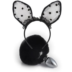 مجموعة ألعاب جنسية شرجية نسائية مثيرة قطيفة مع أجراس قلادة ذيل أرنب سدادة للأزواج - Product Image 2