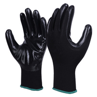 Gants de sécurité en polyester noir enduit de nitrile XINGYU 13 Gauge, vente en gros à bas prix, gants de travail en nitrile pour la sécurité au travail