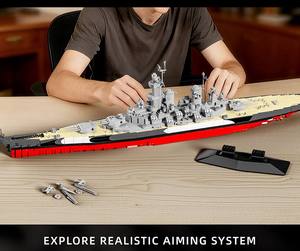 Série de navires de guerre 98007 USS <span class=keywords><strong>Missouri</strong></span>, ensemble de blocs de construction de navire de guerre, jouets de puzzle, jouet d'assemblage MOC, cadeaux de vacances - Product Image 4