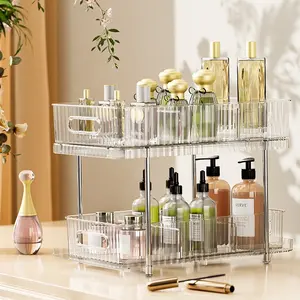 Casa in acciaio inox bianco PET trasparente mensola cucina bagno rack armadi estraibile sotto lavello organizzatori di stoccaggio