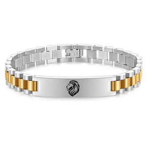 Pulsera de Acero Inoxidable con Cabeza de León de 10 mm, Joyería Unisex Curvada, Regalo en Color Plata y Oro - Product Image 5