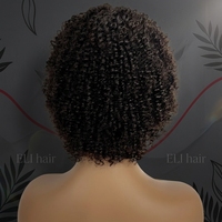 Perruques Courtes Afro Kinky 100% Cheveux Humains Péruviens Noirs Naturels, Perruque Tendance en Stock, Cheveux Péruviens Pré-coupés avec Dentelle
