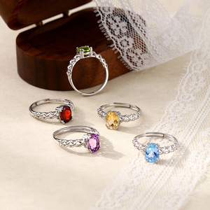 Anillo de Piedra Natural con Corte Ovalado de 6*8mm, Color Gemstone, Plata 925, Joyería Minimalista para Uso Diario de Mujer - Product Image 3