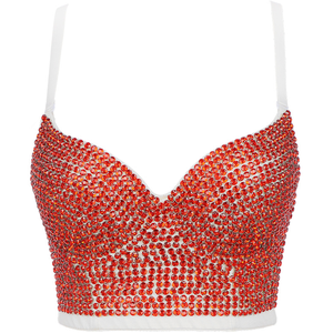 Camiseta sin mangas con diamantes de imitación para <span class=keywords><strong>mujer</strong></span>, <span class=keywords><strong>chaleco</strong></span> Sexy para actuaciones de baile, discoteca, Festival de Música, 1776 - Product Image 3