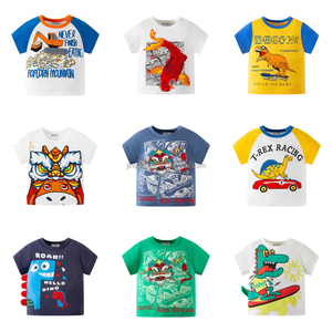 2026 Children's Short Sleeved New Cartoon <strong>Dinosaur</strong> Color Blocked Boys' T-shirt Summer Baby <strong>Top</strong> Cotton Wholesale - Product Image 5