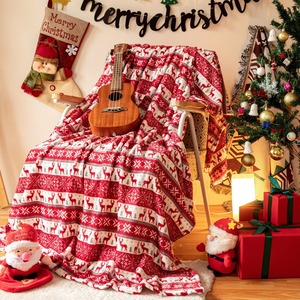 Manta de Felpa con Estampado Navideño al por Mayor, Mantas Suaves de Franela Antipilling para Uso Doméstico, Estilo Invernal, Estampado Clásico - Product Image 5