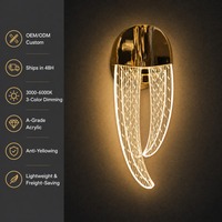 Applique Murale LED Métallique de Luxe à Motif Feuillage Artistique 10W, Décoration Lumineuse à Trois Tons et Intensité Variable pour Surfaces Verticales et Espaces de Vie