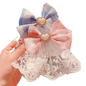 Children's princess mesh <b>bow</b> hair <b>clip</b>, girl's hair <b>clip</b>, back of head hair accessory, baby's forest style fairy hair accessory - Product Image 5