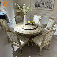 Ensemble de table à manger de luxe en marbre rond avec 12 places, design en métal