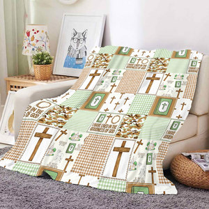 Manta <span class=keywords><strong>de</strong></span> Franela con Cruz Turquesa Cristiana, Estilo Vaquero Occidental, Jesús Cura, para Sofá o Cama, Regalo Navideño para Mujeres - Product Image 4