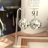 Boucles d'oreilles pas chères en forme de boule disco, rose, bleu, argent, chapeau de cowboy, accessoire en verre laser, décorations de fête fantaisie pour bars et soirées