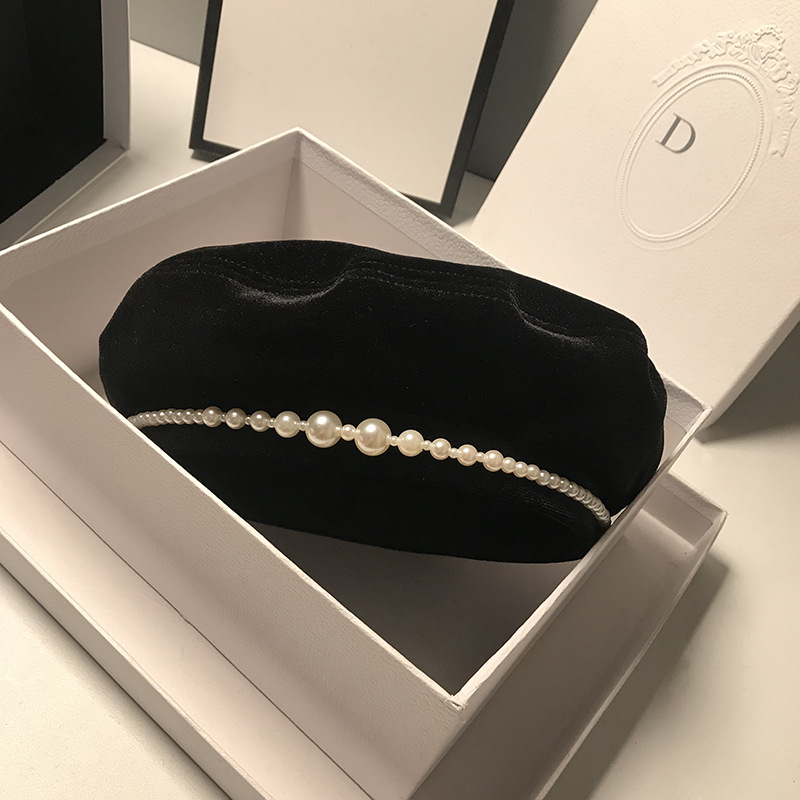 2021 Новый стиль Черный Бархатный берет женский осенне-зимний Британский жемчужный Бархатный берет шляпа