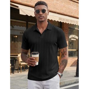 Foxa เสื้อโปโลถักแขนสั้นผู้ชาย, เสื้อกอล์ฟแขนสั้นระบายอากาศ - Product Image 2