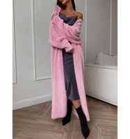 Neue Anti-Pilling Stylische Freizeitkleidung Bequeme Knöchellange Damen-Strickjacke Kunstfell-Optik Grobstrick-Cardigan