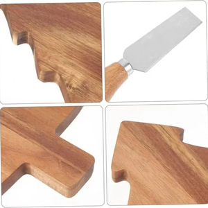 Wooden Christmas Tree Cutting Board Acacia Solid Wood Double-Sided For Home Use <b>Cookie</b> <b>Tools</b> With Knife Set - Product Image 4