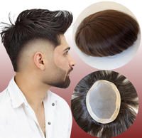 Prótesis Capilar Negra Natural Lisa, Mono PU Lace, Cabello Humano 100%, Sistema de Reemplazo de Línea Capilar Duradero, Prótesis, Tupé para Hombre