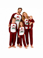 Nouvelle tenue d'intérieur légère en polyester à carreaux imprimés de Noël, en soie de lait, à manches longues, pour la famille (parent-enfant), mode printemps/hiver