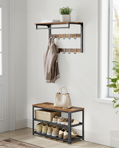 SENYU Banc de rangement à chaussures à 3 niveaux avec étagères en maille métallique et siège, organisateur de chaussures autoportant pour entrée - Product Image 2