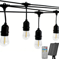 Guirlande solaire extérieure S14 de 14,6 m avec 15 ampoules LED, allumage/extinction automatique, étanche, pour mariage, jardin, pergola, cour, fête, décoration