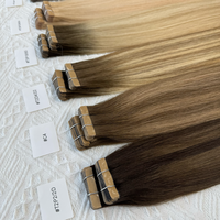 Nouvelles extensions de cheveux adhésives noires et blondes, double épaisseur, en cheveux humains, qualité salon, fournisseur
