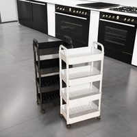 Étagère de rangement de cuisine mobile en plastique PP multicouche avec roulettes, organisateur pour espaces étroits, présentoir pour vaisselle et articles divers, design de meuble de rangement