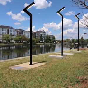 ไฟถนนโซลาร์เซลล์แบบเสา LED สำหรับภายนอกอาคาร ใช้สำหรับสวน สนามหญ้า ไฟส่องสว่างพื้นที่จอดรถ พร้อมโฟโต้เซลล์ในตัว - Product Image 2