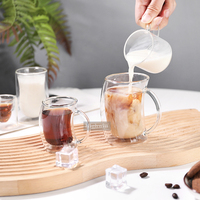 Tasse à café en verre borosilicate à double paroi HIGHWIN avec poignée, isolée thermiquement, pour espresso, latte, thé, lait, café