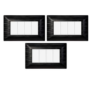 Ensemble de plaques murales en plastique Gloca, 3 pièces, noir satiné, 4 emplacements, usage résidentiel - Product Image 1