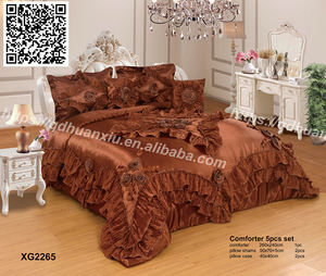 <span class=keywords><strong>Couvre</strong></span>-<span class=keywords><strong>lit</strong></span> en jacquard 100% polyester de qualité supérieure, super doux, fait à la main, fleurs matelassées, taille king, pour un usage domestique, pour le milieu - Product Image 3