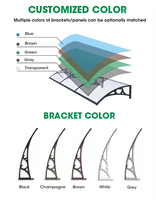 Vente chaude, feuille de polycarbonate de couleur brune, 80*240CM, protection UV, imperméable, auvent en aluminium pour la maison, cour