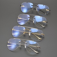 Montures de lunettes rectangulaires sans monture en titane à motif floral vintage, unisexe, personnalisables pour verres optiques ou solaires, vente en gros