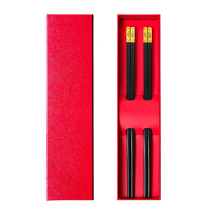 Baguettes en alliage en gros, noires et rouges, baguettes festives en plastique PET double face à motif « Fu », baguettes antidérapantes - Product Image 5