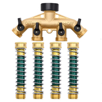 DD2953 3/4 "connecteur d'arrêt avec adaptateur d'extension de robinet de sortie 4 vannes séparateur de tuyau d'arrosage en laiton robuste