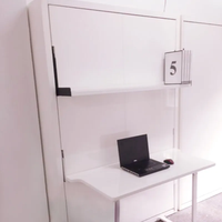 Lit mural mural mural mural mural Invisible avec étagère et bureau, gain de place à télécommande automatique, mobilier intelligent multifonctionnel