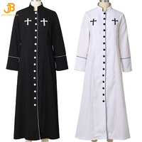 Robe de Prêtre, Costume de Clergé d'Église avec Col Montant, Soutane Romaine Imprimée pour Pasteur
