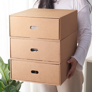 Kraft Paper Drawer Storage <b>Box</b> With Partitions For Underwear And Socks Organizer Rectangle Standing Type - Product Image 1