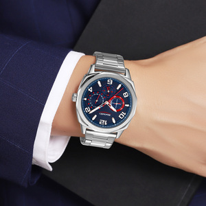 Reloj cronógrafo redondo para hombre, reloj de pulsera de lujo de acero inoxidable, reloj de cuarzo resistente al agua 30M - Product Image 1