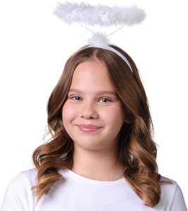 White Angel Halo Headband Feathered Halo <strong>Halloween</strong> Headband Angel Costume <strong>Accessory</strong> for <strong>adult</strong> and kids Cosplay Party Supplies - Product Image 4