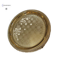Ronde Vorm Messing Dinerbord Nieuwe Stijl Gouden Dienblad Voor Thuishotels Restaurant Tafeldiner Groothandel Custom Design