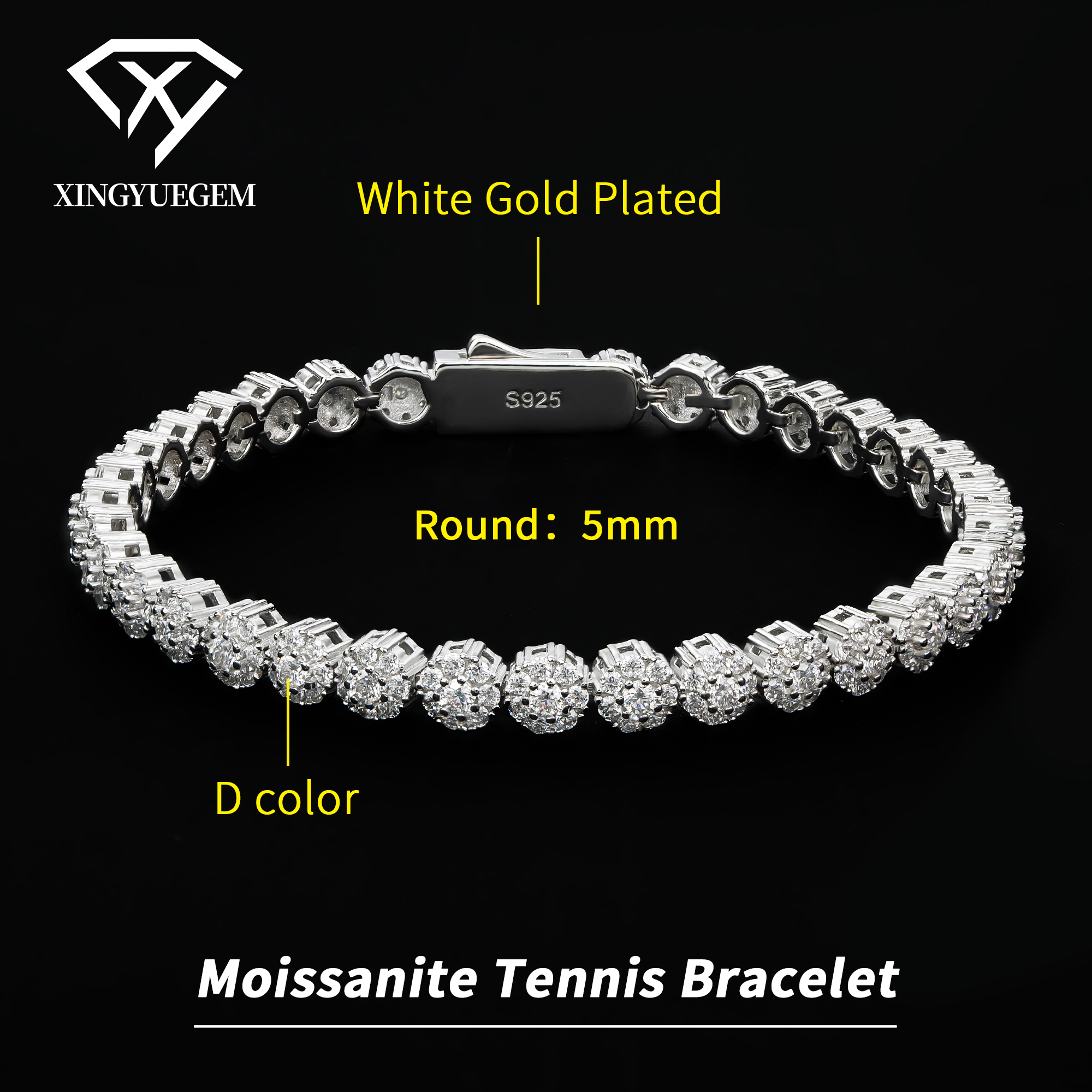 White Gold Plated 5mm