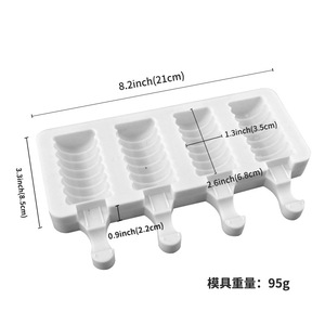DIY Ice Cream Popsicle Mold 4 Cavity Square Spiral Silicone Mold For Jelly Chocolate Making - Product Image 3