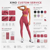 Ensemble de yoga pour femme avec logo personnalisé OEM, soutien-gorge de sport dos nageur à maintien moyen et leggings d'entraînement taille haute à effet ventre plat