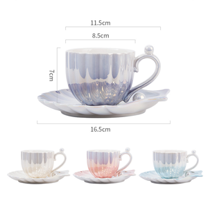 Juego de Tazas y Platos de Porcelana Social Bone China para Café y Té, con Asa y Bandeja, Diseño Minimalista, Empaque en Caja de Regalo - Product Image 5