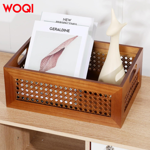 <span class=keywords><strong>Panier</strong></span> de rangement en rotin et <span class=keywords><strong>bois</strong></span> WOQI, d'inspiration vintage, multi-usages, avec poignées, pour la cuisine, le pique-nique, la salle de bain et la décoration intérieure - Product Image 3