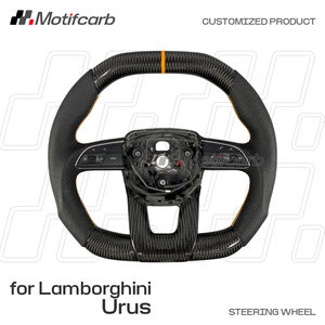 Volant en fibre de carbone personnalisé pour Lamborghini Urus 2019-2025 avec poignées en cuir perforé noir - Product Image 2