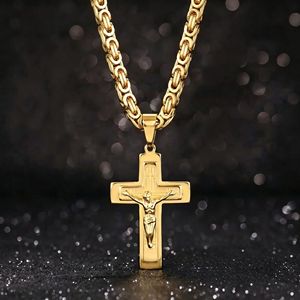 قلادة صليب يسوع الدينية للرجال، سلسلة بيزنطية، قلادة مسيحية ذهبية، مجوهرات يومية بالجملة - Product Image 5